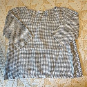 notPERFECTLINEN January top, 100% linen small check/grid pattern, size S/M